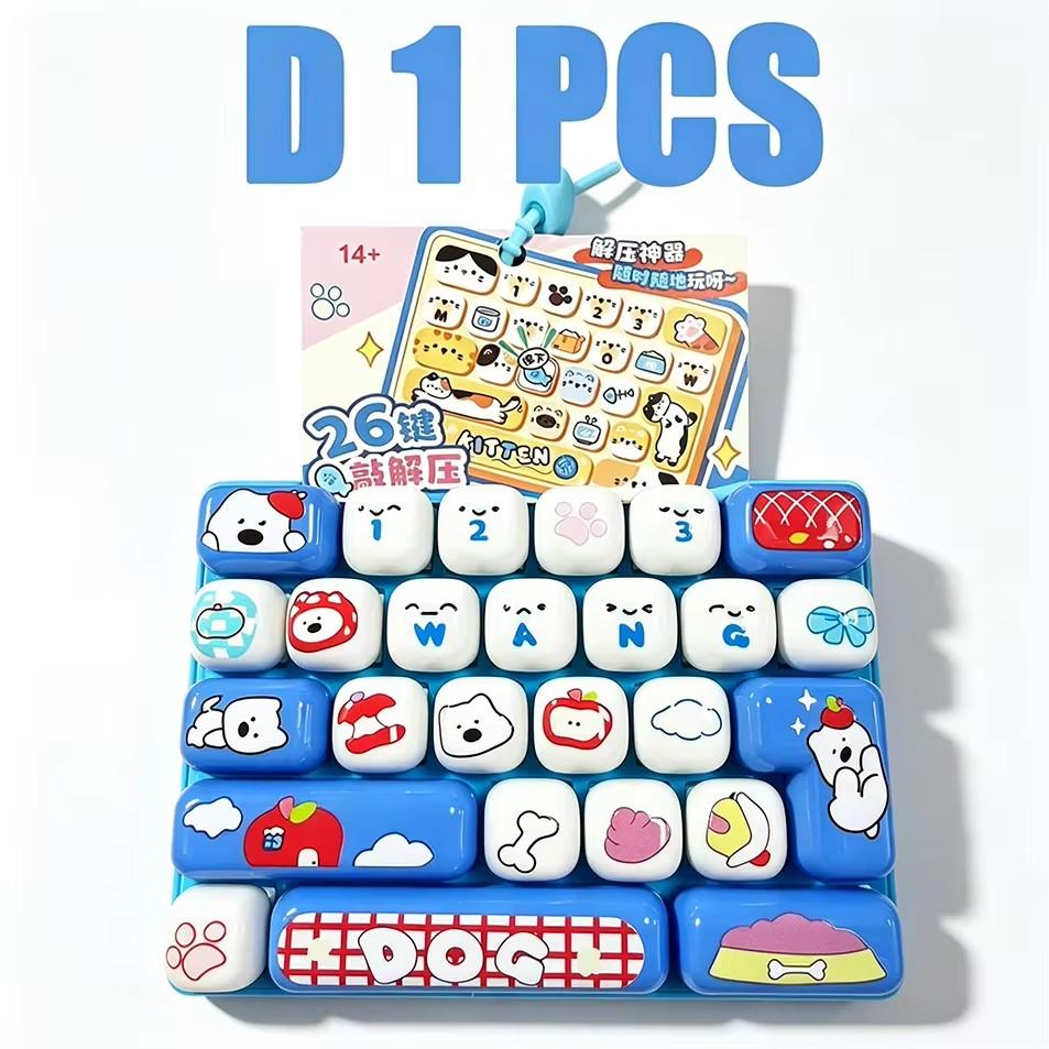 Cute Stress-Relief Portable Simulated Keyboard Keychain Animal Diary Desktop Decoration Student Bag Pendant Toy Creative Gift