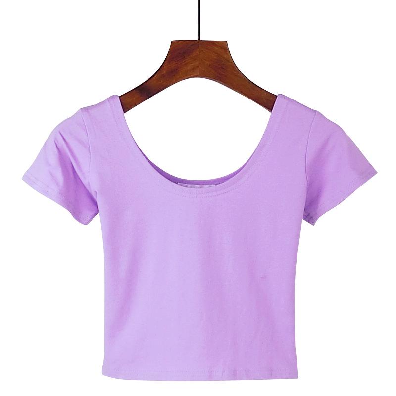 Korean Style Slim High-Waist Crop Top - Short Sleeve Belly Button Tee for Women