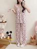 2023 Summer Women's Retro Floral Spaghetti Strap Long Pants Pajamas