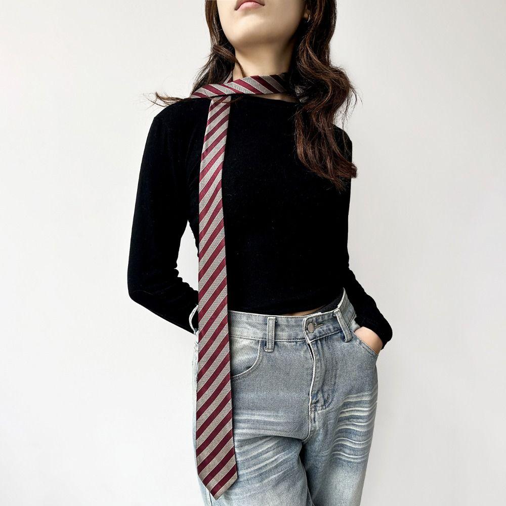 Korean Striped Tie Printed Belt Accessories Simple Shirt Tie Decoration  Men