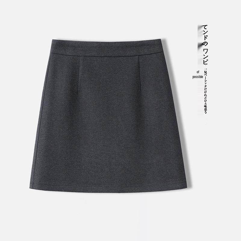 

2025 Autumn/Winter Women s High-Waisted Slimming A-Line Woolen Skirt - Short, Straight, Hip-Hugging, Comfortable. L 28
