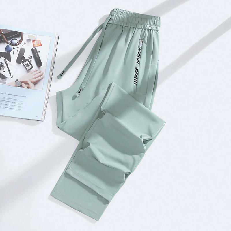 Summer Couple Style Ice Silk Pants Men's Stretch Sports Pants Men's Casual Pants Men's Versatile Casual Loose Wide Leg Pants