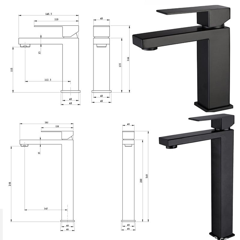 Modern Basin Faucet Bathroom Gold Black Chrome Faucet Deck Mounted Basin Sink Tap Mixer Hot & Cold Water Stainless Steel Faucet