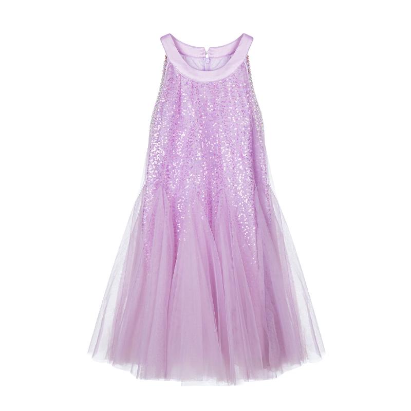 Fulomi Girls' Sweet Halter Neck Mesh Princess Dress