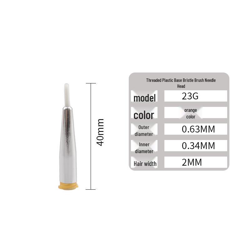 2mm Brush Needle Head: Glue Dispenser, Round Mouth, Coating Brush, Plastic Base, Screw Thread