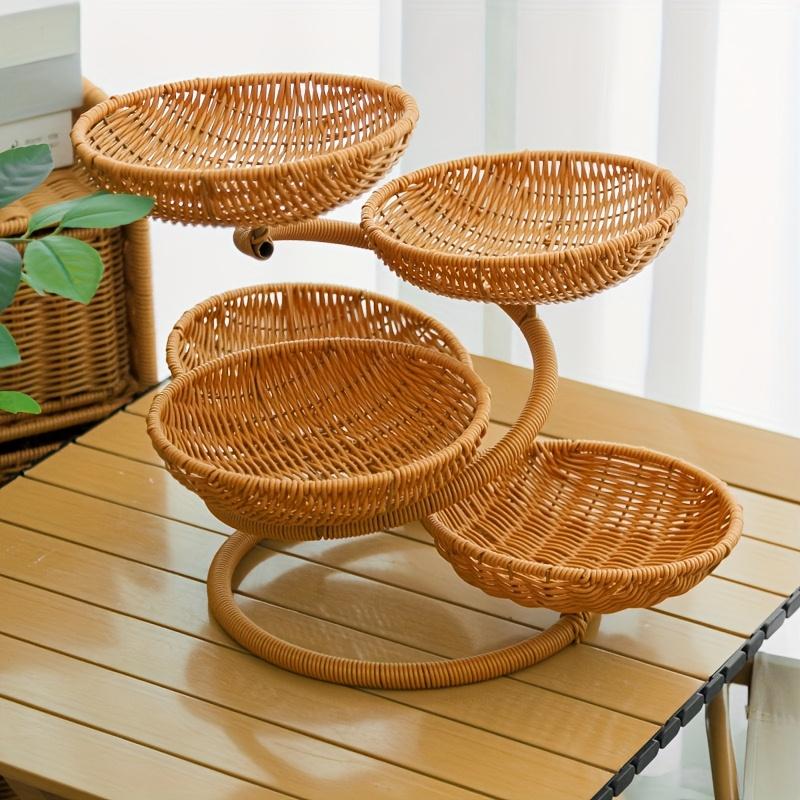 Multi-Layer Creative Fruit Platter Storage Basket, Step-by-Step Rising Snack & Bread Basket, Imitation Rattan Handmade Woven жёлтый