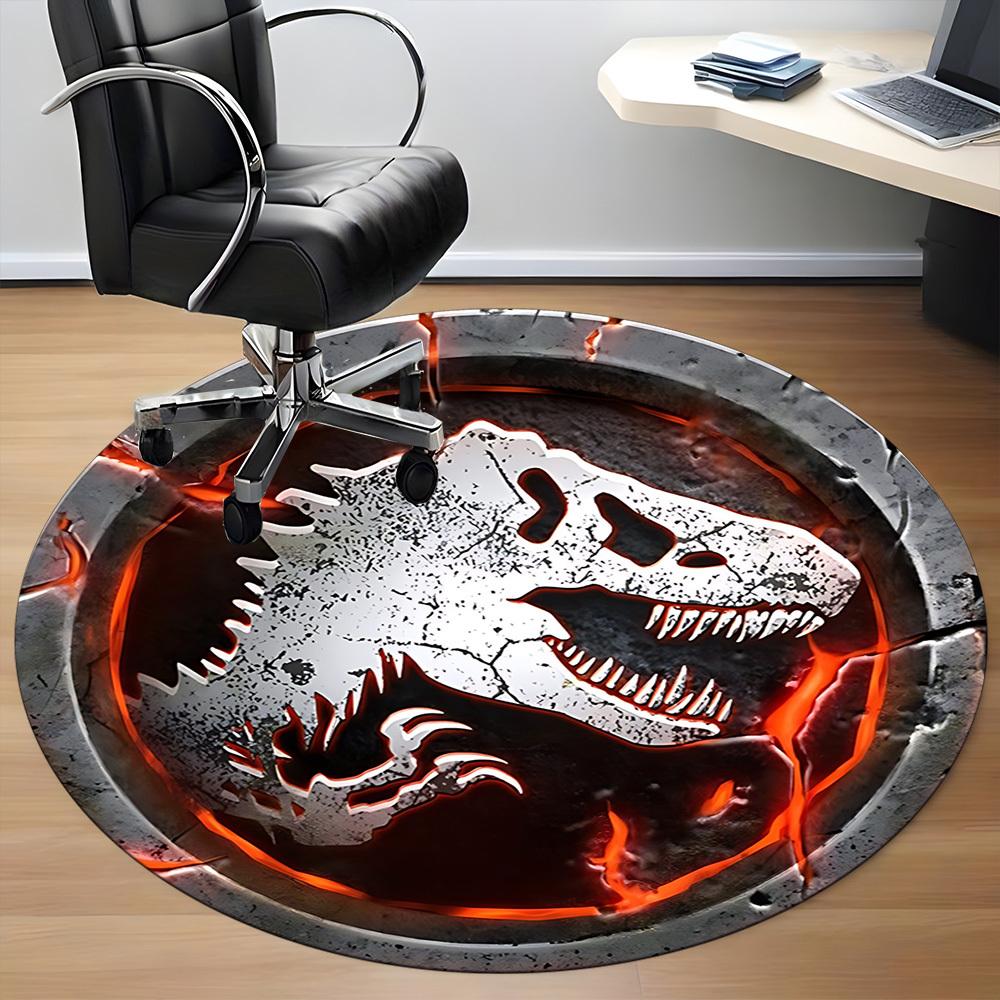 1pc Dinosaur Skull Chair Carpet for Office - Indoor Non-Slip Washable Polyester Fiber Carpet, Soft Comfortable Mat For Office Yy250928067
