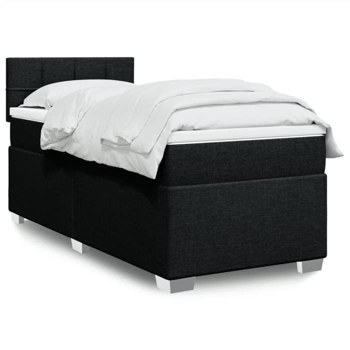 VidaXL Sommier à lattes de lit avec matelas Noir 90x190 cm Tissu 3285745