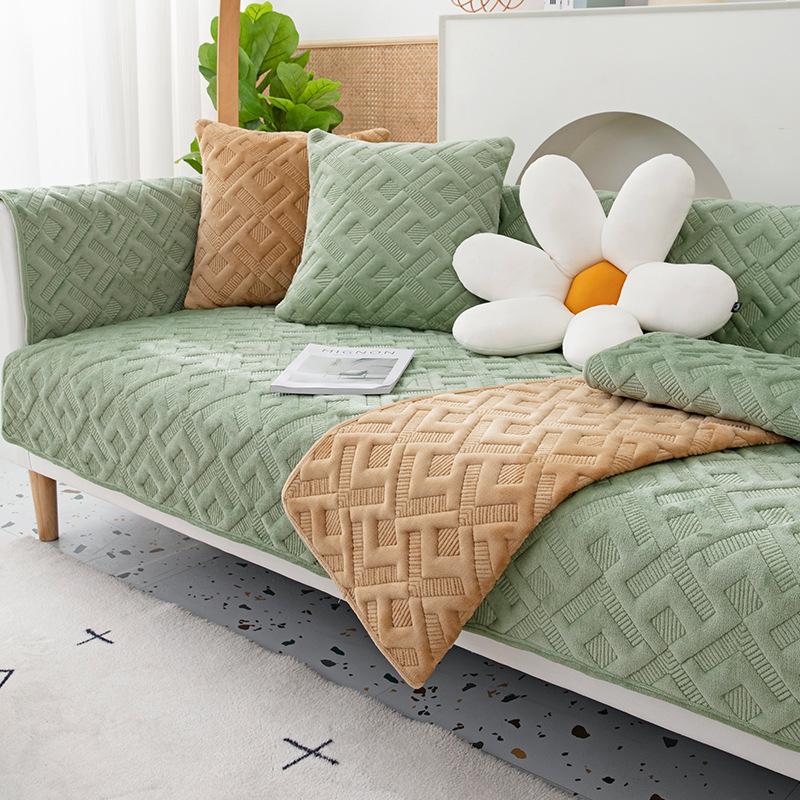 Winter New Fleece Sofa Cushion Non-slip Fleece Thickened Plush Seat Cushion Cover Cover Towel