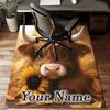 1PC Custom Name Autumn Cow With Sunflower Theme Floor Mat Ideal for Living Room, Game Rooms, Office, Bedroom,Floor Mat Playful Design29