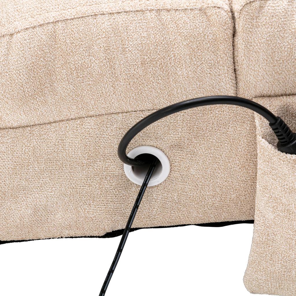 Relaxation Sofa, Full-body Supported Fixed Sofa, Soft Vibration Function and Side Pockets, Modern Living Room Furniture
