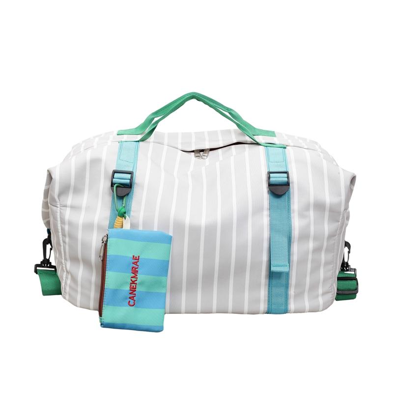Large Capacity Striped Travel Duffle Bag Sports Gym Weekender