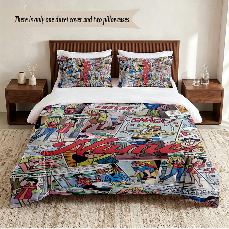 Archie Comics Personalized Custom Name 3‑Piece Bedding Set Soft Duvet Cover Set For Bedroom Home Decor