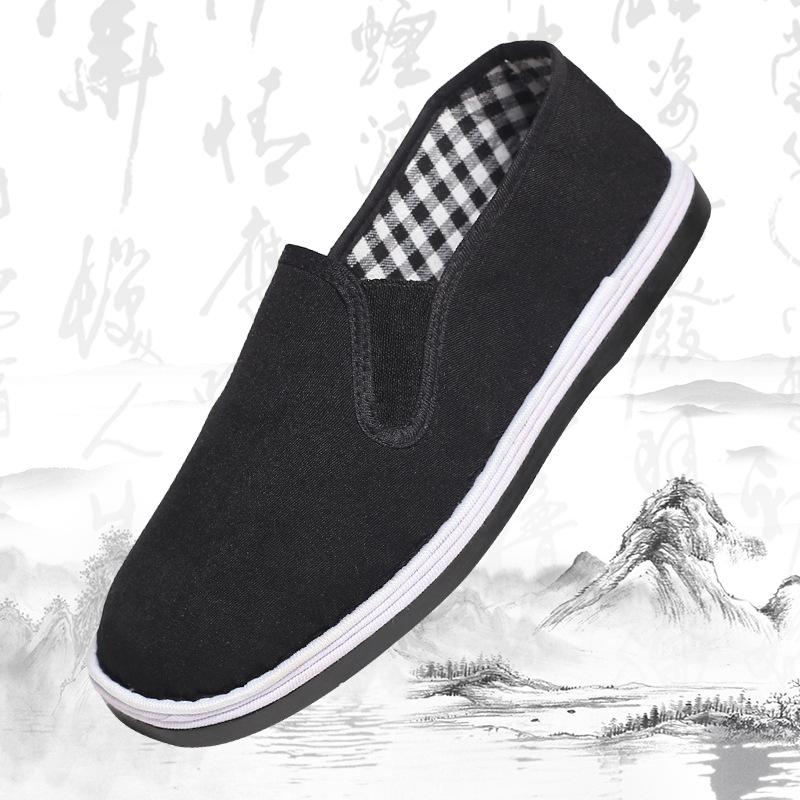 Canvas shoes men's shoes all black casual solid color large size zapatos de hombre mens loafers chunky sneakers fgb67