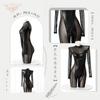 European and American Cosplay Party Women's Clothing Nightclub Models, Splicing Mesh See-through Long-sleeved Sexy Tight Black Onesie