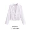 Kaslead New Arrival Women's Fashion Style Stylish Simple and Versatile Long Sleeve Trench Coat Fabric Shirt 8467002