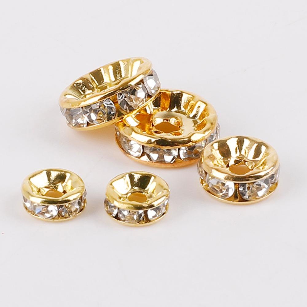 50pcs/lot 4/6/8/10mm Czech Crystai Rhinestone Glass Round Loose Spacer Beads for Jewelry Making DIY Bracelet Necklace