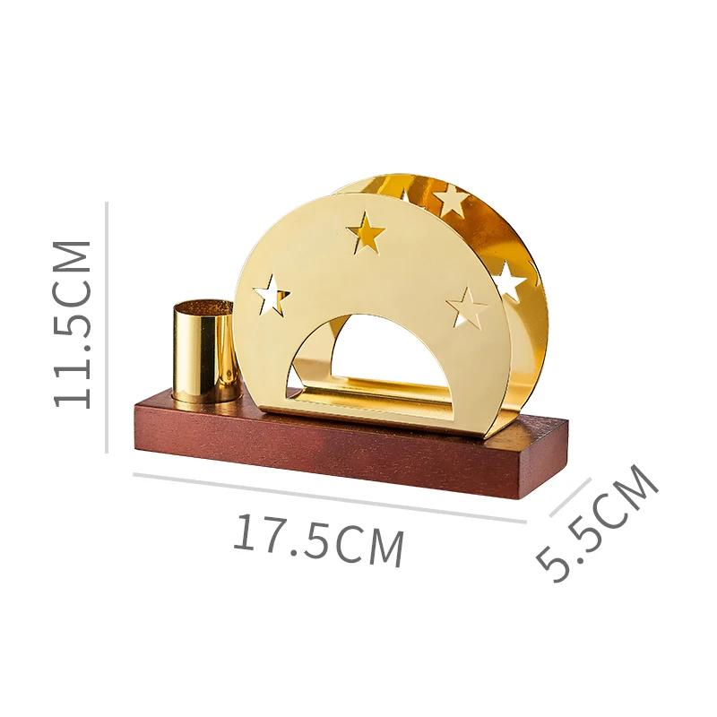 Stainless Steel Tissue Holder Toothpick Tube Gold-plated Napkin Storage Walnut Metal Napkin Rack Tableware Display Rack Gift