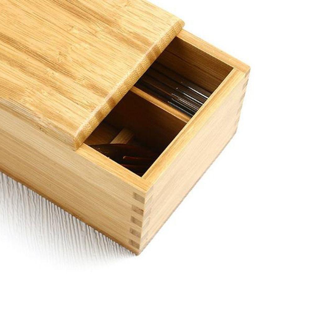 Large Capacity Bamboo Chopsticks Box Safety Tableware Spoon Storage Container  for Home