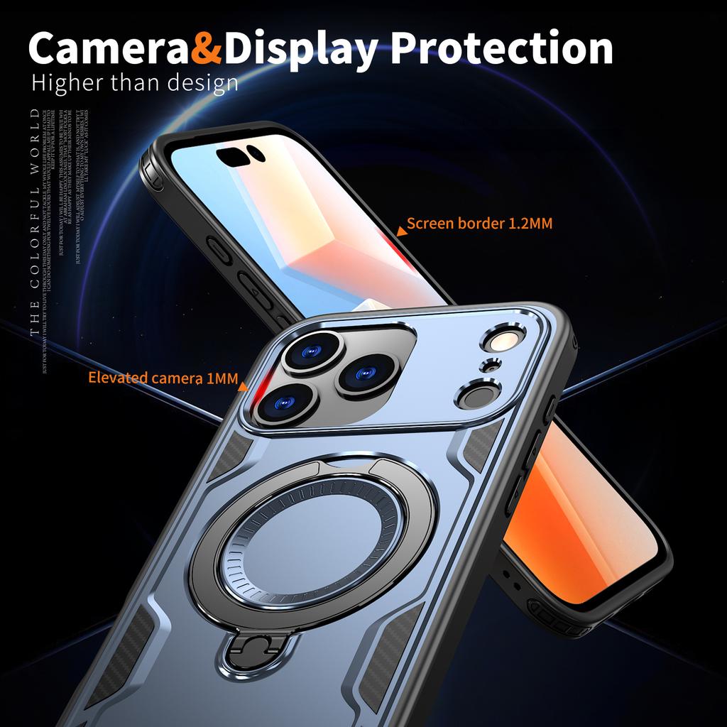 For Magsafe Dual Layer Shockproof Cover For iPhone 17 Air 16E 11 12 13 14 15 16 Pro Max Plus Magnetic Ring Fold Stand Phone Case