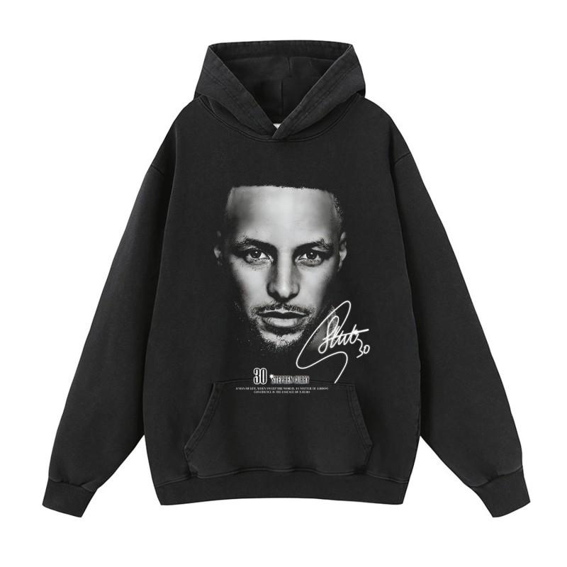 Mens Oversized Cotton Hoodie Streetwear Loose Fit Heavyweight Sweatshirt With Distressed Wash Effect