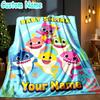 Custom Name Cartoon Shark Throw Blanket - Perfect for Couch, Bed, Office, and outdoor Travel - Ideal Gift for Christmas & Holidays