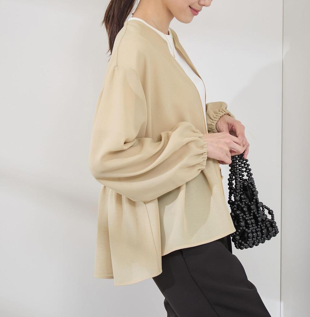 ROPE PICNIC Mesh Peplum Blouson Beige Women's GDL15010,