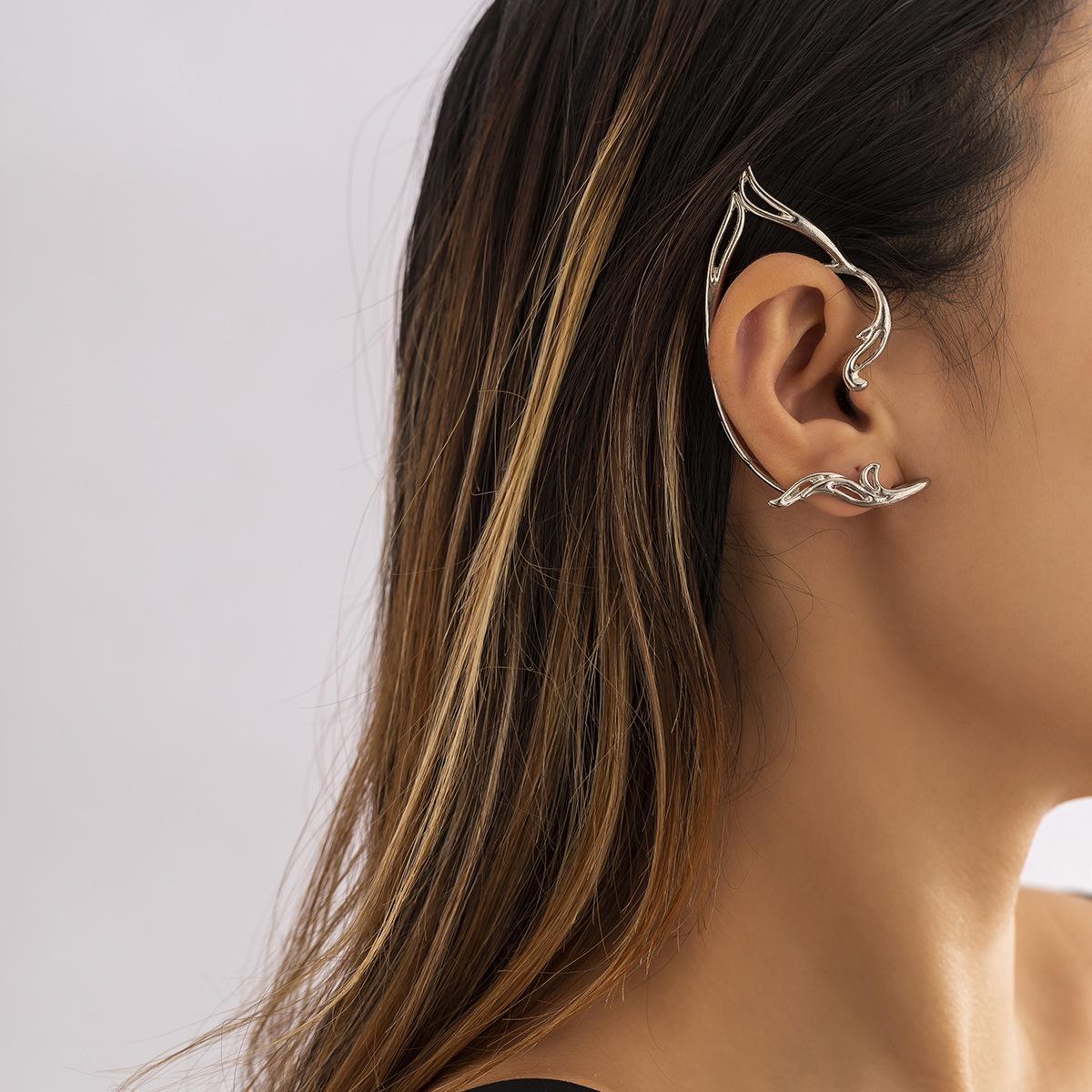 

Модные эльфийские клипсы для ушей со стразами: Пирсинг не требуется Right Ear White K 2641