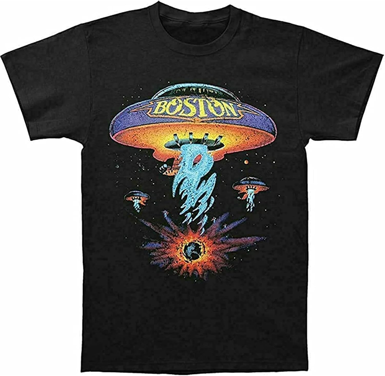 Boston Band Back Rock Vintage Cotton Mens Men T Shirt XL чёрный