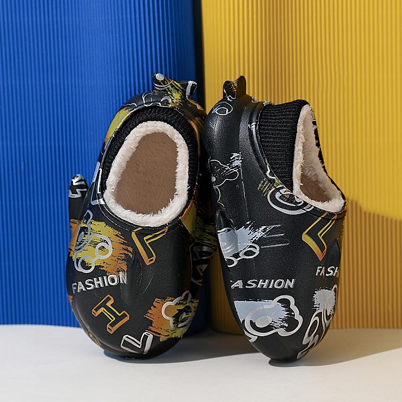Zimní dětská nadměrná velikost Módní teplé bavlněné boty s tlustou podrážkou Pantofle pro domácí vnitřní a venkovní bavlněné pantofle 24-35