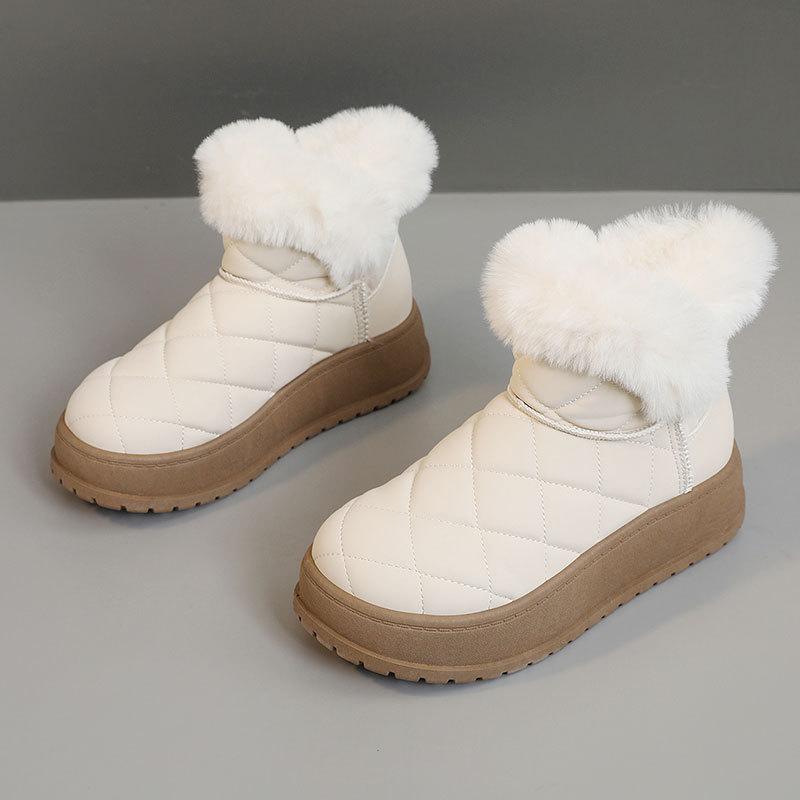 

new autumn and winter casual snow boots women s velvet medium heightening solid color cotton 40