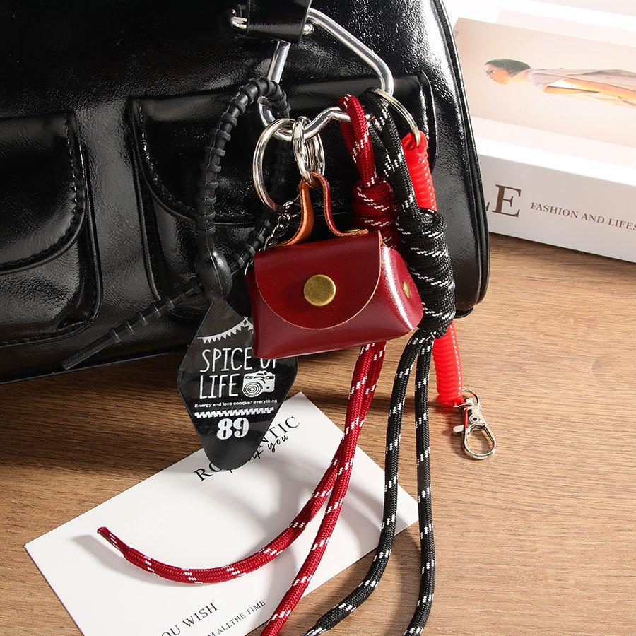 Style Fashion Leather Leopard Print Small Bag Braided Rope Bag Pendant Lanyard Premium Mobile Phone Pendant