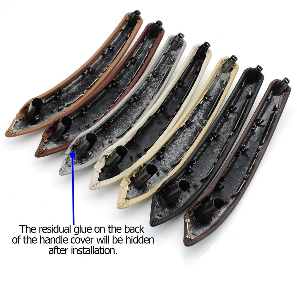 Inner Car Black Beige Left Right Passenger Door Pull Handle Leather Cover Trim Replacement For BMW X5 X6 E70 E71 E72