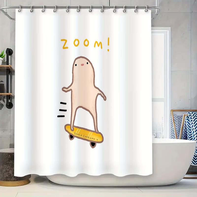 

Funny Skateboard Shower Curtain Ocean Wave Beach Themed Bathroom Decor Modern Waterproof Fabric Home Decor Set W60H190(CM)-1 Pcs