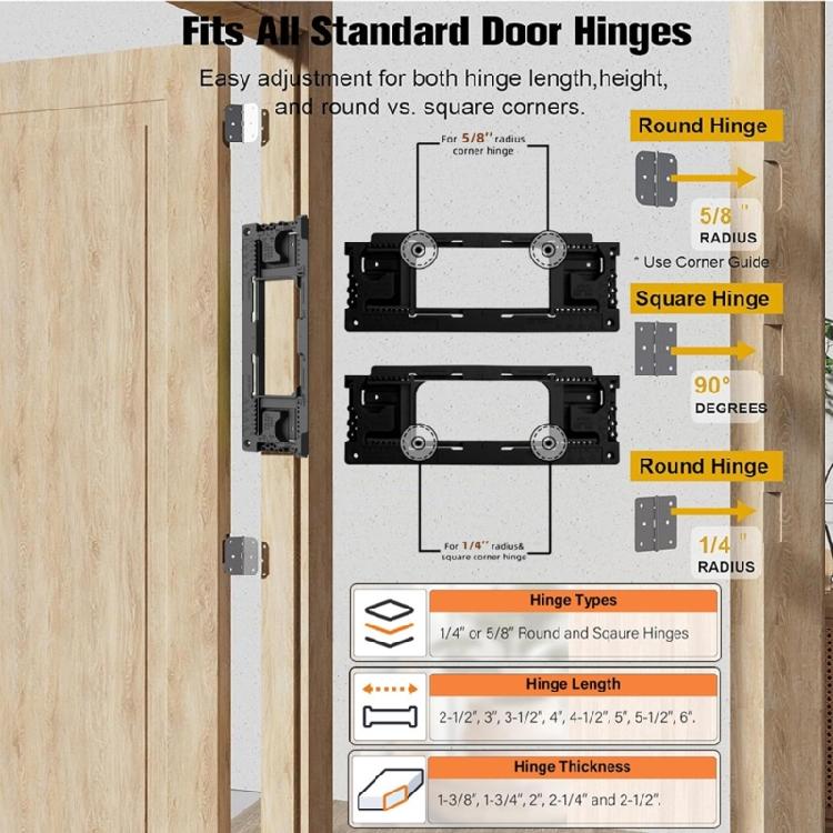 Comprehensive Door Hinge Mortiser Door Hinge Jig For Efficient Installation, Includes Router Bit And Guide Pins