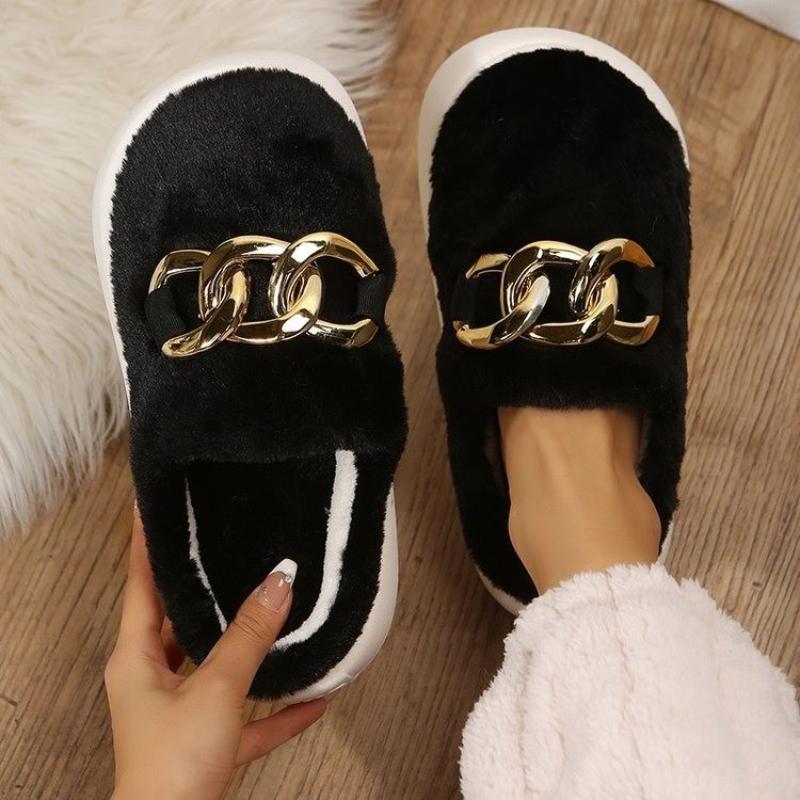 Womens Winter Warm Cotton House Slippers Female Indoor Plus Fur House Slippers Shoes Ladies House Hold Footwear Women Slipper