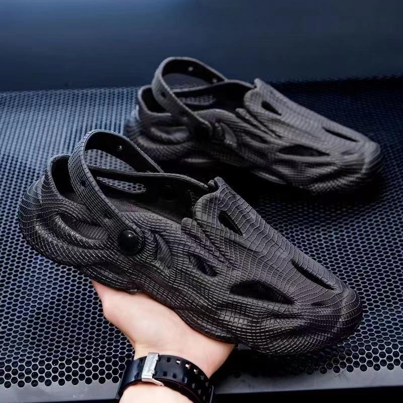 

Мужские модные нескользящие уличные сандалии для вождения 2024 года - на толстой подошве, мягкие, обувь в корейском стиле 42 чёрный