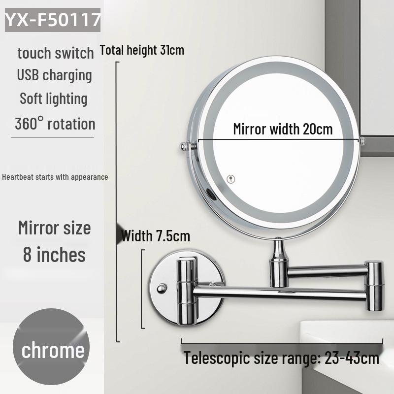 Double-Sided Retractable Wall-Mounted Vanity Mirror for Makeup and Dressing
