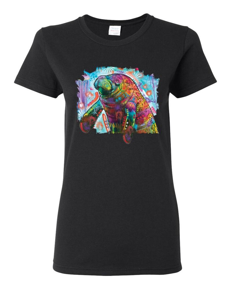 Rainbow Painted Manatee Dean Russo Design Women Graphic TShirt Unisex T-Shirt M