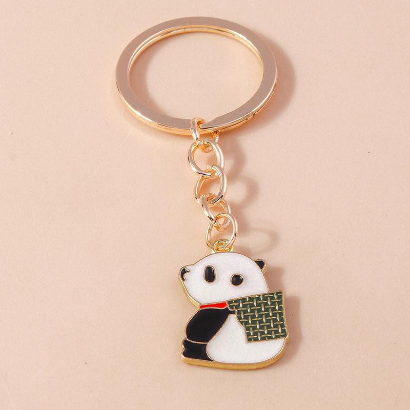Cute Enamel Panda Keychain Cat Keyring Pendant for Car Key Holder Women Girls Handbag Accessories DIY Jewelry Gifts