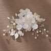 1Pcs Handmade White Brides Headdress New Crystal Pearl Flower Bridal Headwear Elegant Luxury Wedding Hairpin For Women