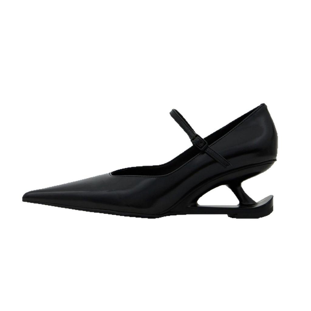 NEW Red Heel Women's Mary Jane Shoes 2025 Spring New Pointed Toe Style Buckle Leather Shoes Black Party Casual Shoes