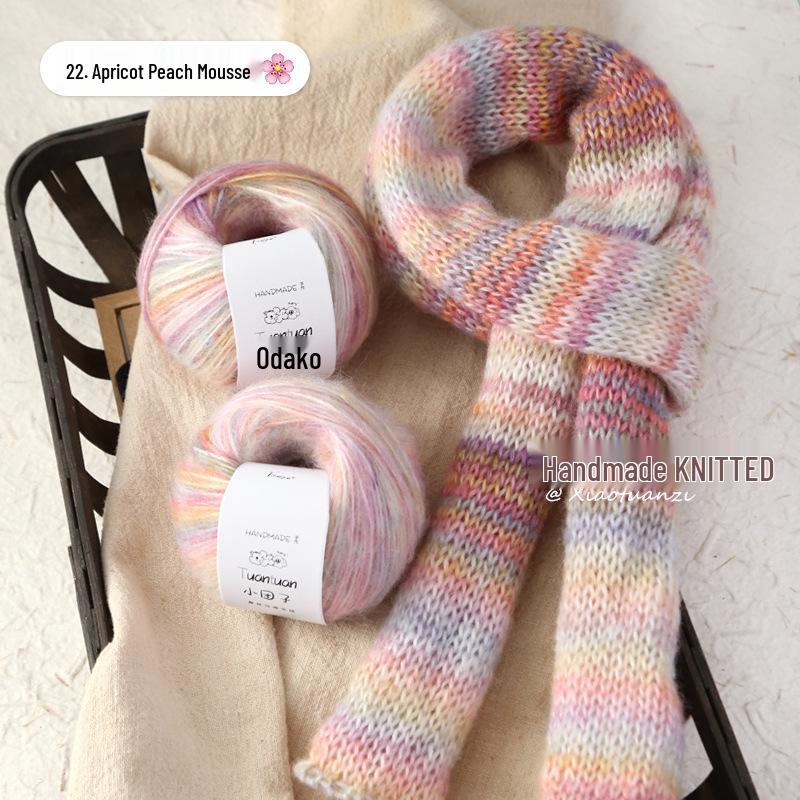 Silk Gradient Rainbow Mohair Yarn Pack for Hand-knitted Scarf/Shawl
