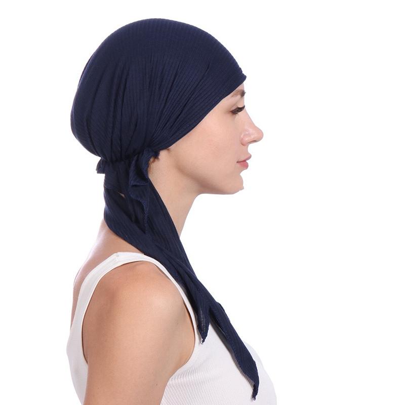 1Pc Polyester Women's Hijab Headscarf Turban Headwrap Cover Muslim Chemo Cap Hair Loss Hat