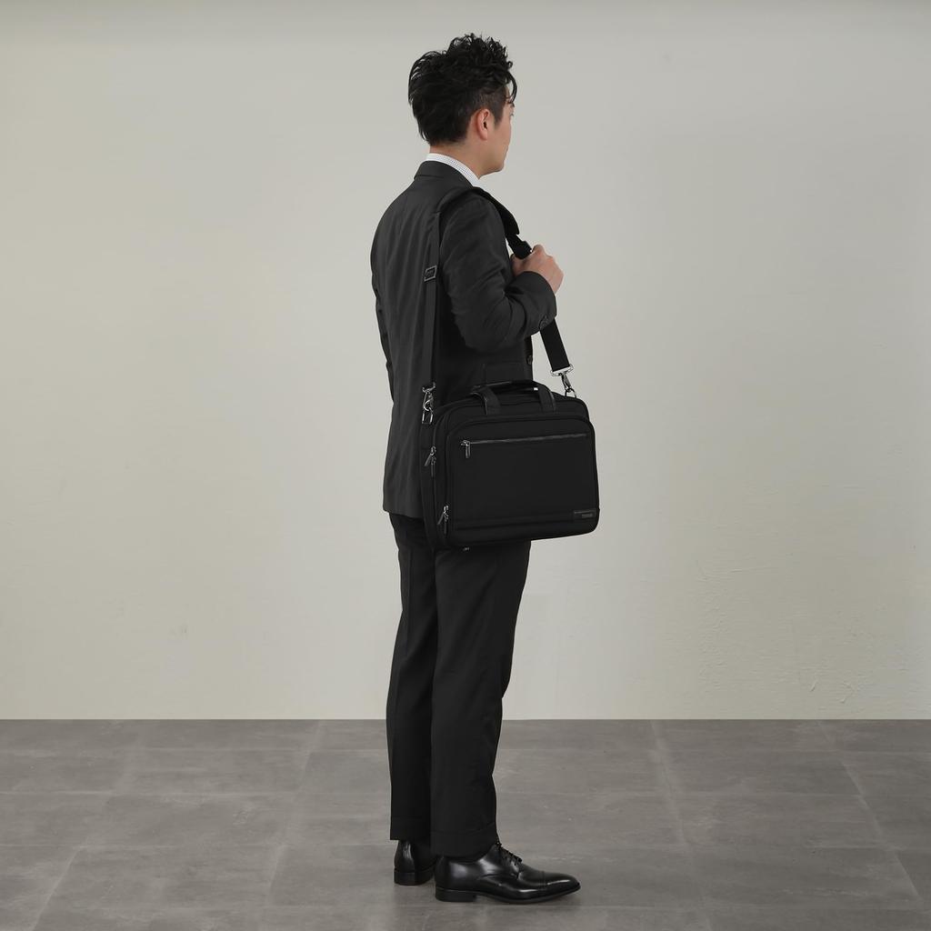 [ACE] Men's 2-Way Business Bag [IGNIS II] Job Hunting Bag, A4 Compatible, Fits 14-inch Laptop, Slim Design, Setup Compatible, Briefcase, Black