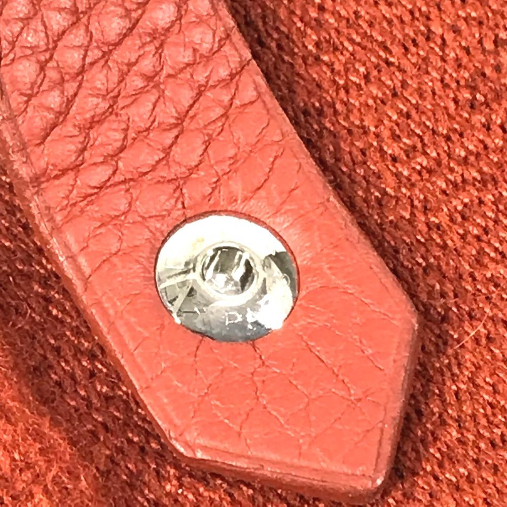 HERMES Amedaba PM Mini Bag Mini Tote Handbag Hand Bag wool / Leather Orange