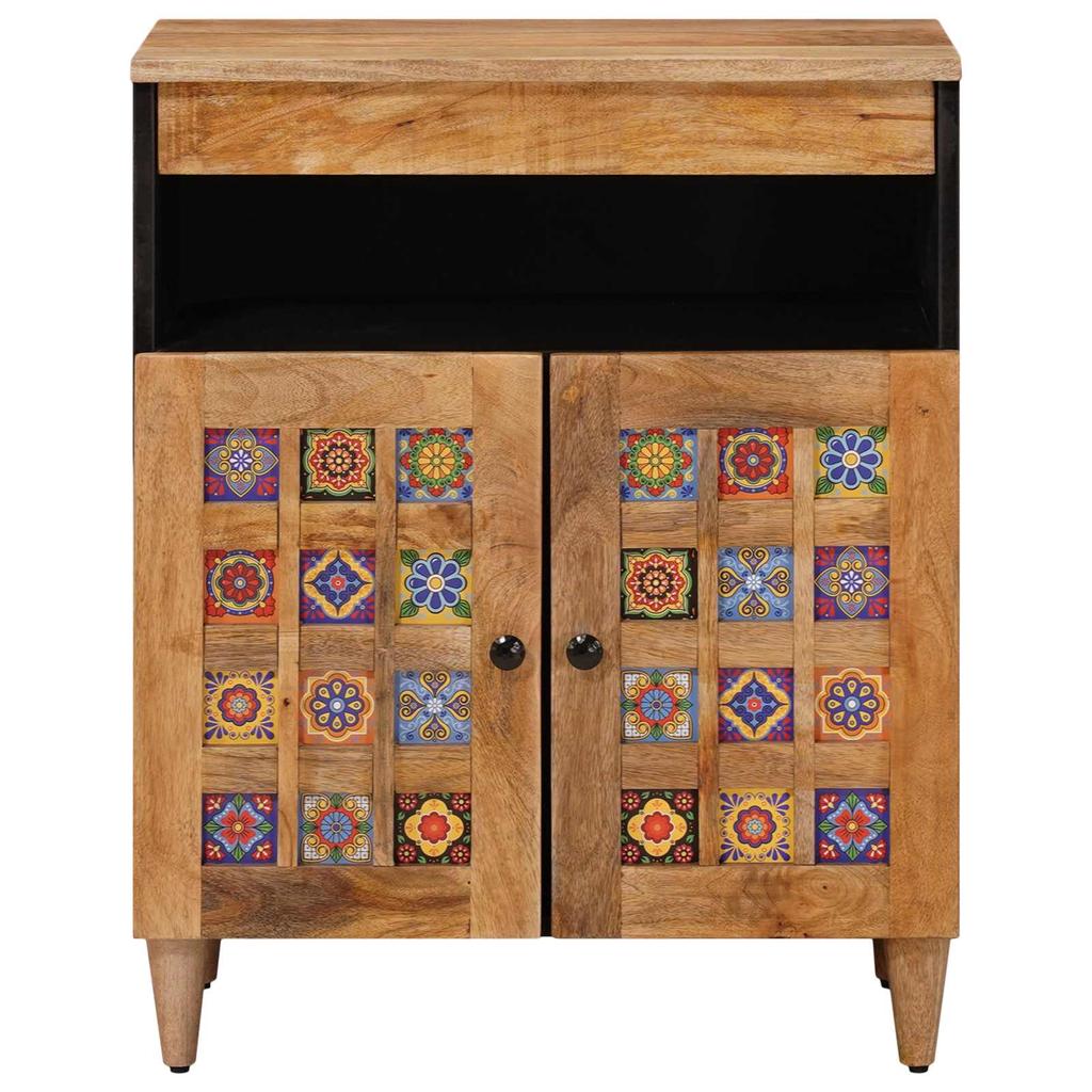 Sideboard with Storage Natural Finish 60 X 33.5 X 75 Cm Solid Mango Wood
