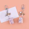 Lightweight Colorful Felt Groundhog Key Ring Fashionable Animal Shaped Keychain with Bowknot and Pearls Bag Charm