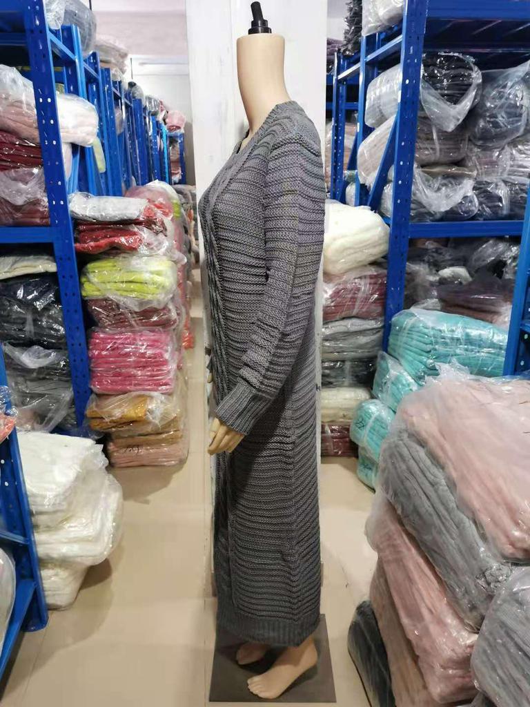 Autumn/Winter Women's Cable Knit Long-Sleeve Wool Dress