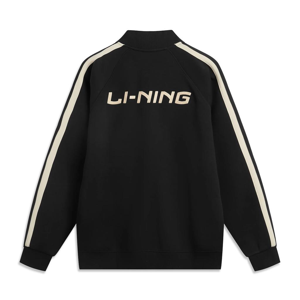 Li Ning Letter Color Block Rozpinana Bluza z Kapturem na Zamek z Kołnierzem Stójkowym Wygodna Przewiewna Sweter Bluza Męska Bluza Czarna AFDUD09-1